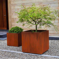 Kustom Pot bunga luar ruang tanaman logam besar kotak kebun besar tanaman Corten Steel Taman tepi