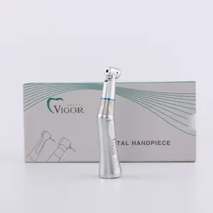 High quality dental internal fiber optic led 1:1 push button contra angle blue ring low speed handpiece E type connector