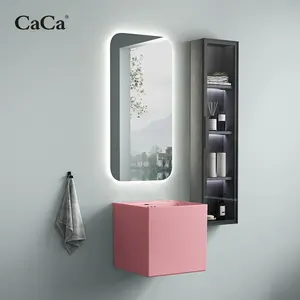 CaCa salle de bain européenne lavabo suspendu rose vasque art lavabo lavabo avec miroir intelligent et armoire