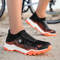 Chaussures de cyclisme VTT pour hommes avec bouton rotatif, empeigne en maille respirante, semelle en caoutchouc, système clipless, pour le cyclisme tout-terrain et la marche quotidienne