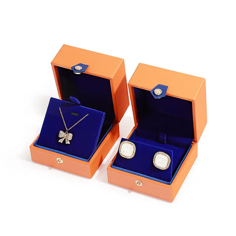 Uxury-Conjunto de joyería con cierre de metal, caja de almacenamiento de anillo y pendientes, collar de perlas
