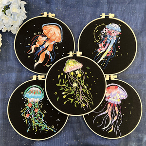 Kit de broderie DIY Méduse Océanique, Peinture Cartoon, Art Facile <span class=keywords><strong>pour</strong></span> Enfants, Décoration Murale <span class=keywords><strong>pour</strong></span> Salon, <span class=keywords><strong>Chambre</strong></span>, Bureau - Product Image 1