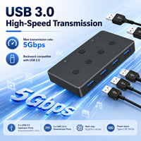 USB 3.0 KVM Switch 2 Port PC Sharing Selector 5Gbps 2 in 4 Out USB Switcher Box GL3510 VL161 Chip for Keyboard Mouse