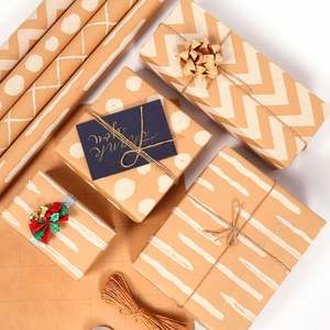 Alta calidad al por mayor 80g 43*300cm papel de embalaje Kraft marrón papel de regalo - Product Image 4