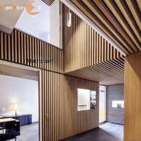 Panel de Techo de Rejilla de Madera, Decoración de Techo Falso Suspendido de Aluminio Metálico Lineal
