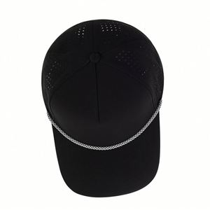 Casquettes de camionneur personnalisées en gros avec corde, casquettes perforées au laser de haute qualité, casquettes de golf 5 panneaux avec corde - Product Image 6