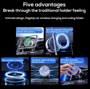 Nouveau support de téléphone magnétique pour voiture avec <span class=keywords><strong>chargeur</strong></span> rapide PD et refroidisseur GW03, fixation sur grille d'aération pour téléphone portable - Product Image 5