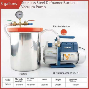 Set Industriale Automatico per <span class=keywords><strong>Camera</strong></span> a Vuoto da 5 Galloni / 16L con Pompa a Vuoto a Palette Rotative da 3CFM 110/220V per Degassaggio Resina Epossidica e Legno - Product Image 4