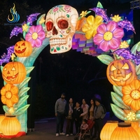 Arche géante d'Halloween en forme de citrouille, de crâne en sucre et de chauve-souris, lanterne de festival pour décorations d'événements du Jour des Morts