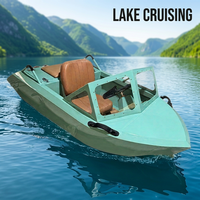 Livraison Rapide Faible MOQ Mini Bateau Électrique Rétro Vert Menthe avec Pare-brise et Siège en Cuir Marron Jet Ski Personnel