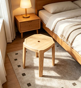 Modern Wooden Octagonal <b>Stool</b> Solid Wood Bedroom Furniture Scandinavian Style Small Side <b>Table</b> for Home Use - Product Image 1