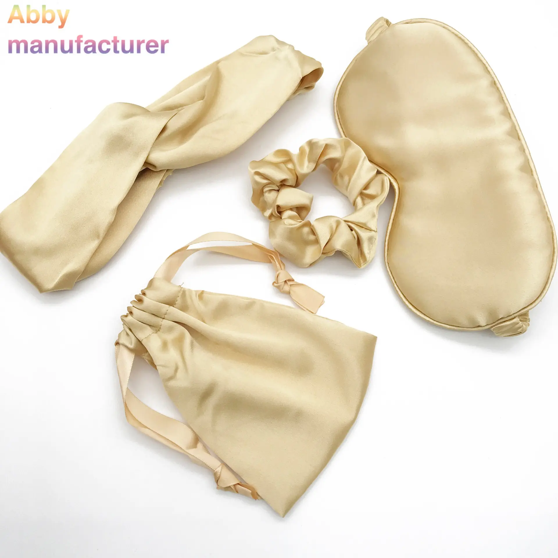 wholesale silk eye covers satin bags sleep eyeshades and hairbands custom silk scrunchies eye mask set