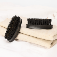 Pinceau à raser mini noir de haute qualité pour hommes, avec logo personnalisé, en bois de hêtre naturel, outil de beauté exfoliant pour le visage, vente en gros