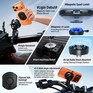 Support de téléphone pour moto en alliage d'aluminium imperméable et anti-corrosion Kewig, support magnétique Quad-Lock à commande d'une seule main - Product Image 6