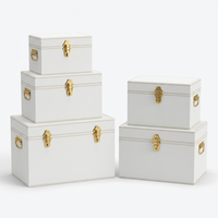 Ensemble de boîtes de rangement vintage en or blanc, coffres de rangement métalliques avec poignée et couvercle verrouillable pour la maison et le dortoir