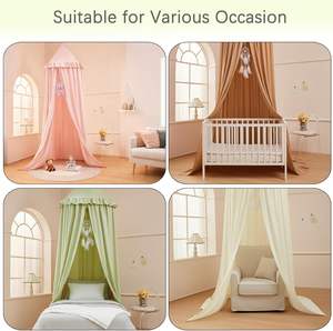 Boys Princess Girls Nursery Room Decor Toddler Baby Dome Round Hanging <b>Tent</b> Curtains Skirt Over <b>Bed</b> Reading Nook Play Nougat - Product Image 6