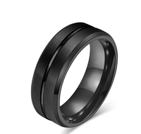 Bague pour homme en acier inoxydable de 8 mm, large, à double couche, élégante, simple, classique et polyvalente