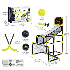 3 en 1 Kids Indoor Arcade Sports Combo Set Hockey Fútbol Baloncesto Portería Bolas duraderas Juguete para niños - Product Image 3