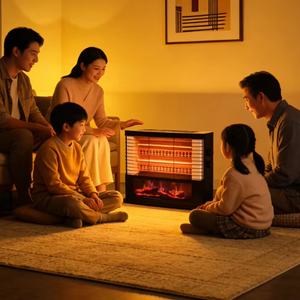 Precio al por mayor, Chimenea eléctrica QHW-2500 personalizable, 2400W máx., imagen de llama realista, protección de inclinación de 360° - Product Image 1