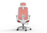 Chaise de bureau ergonomique en maille, réglable en hauteur, pivotante, avec appui-tête, cadre blanc, base en acier pour le bureau à domicile