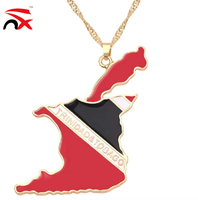 Collier pendentif carte des pays des Caraïbes avec drapeau – Jamaïque, Mexique, Haïti, Trinité-et-Tobago, République Dominicaine – Collier en émail avec carte – Bijou cadeau