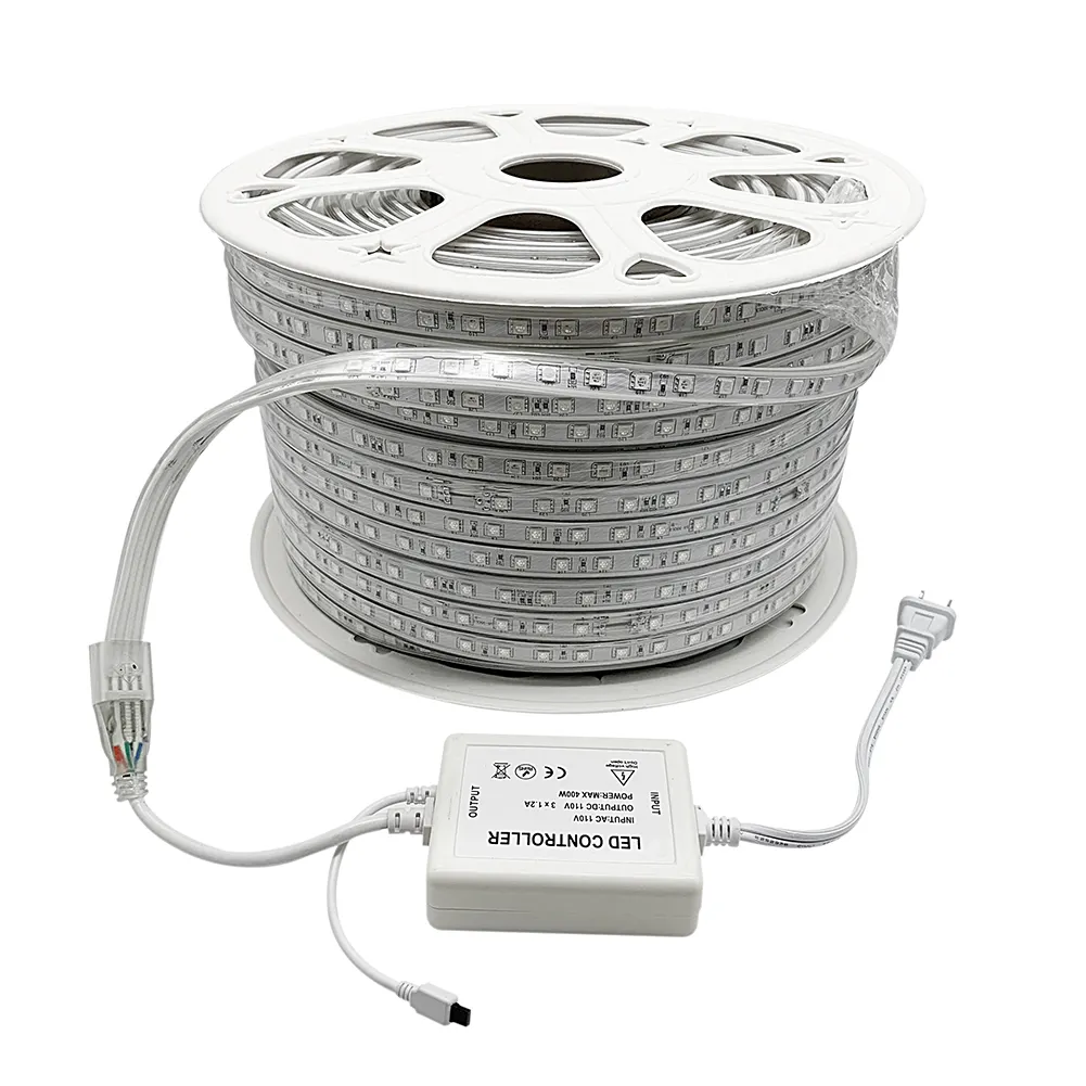 110V 60/M SMD 5050 LED Strip Waterproof Flexible Ribbon Rope 220V 5050 60 Led Strip Light