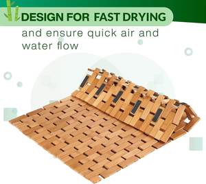 Alfombrilla de Baño Plegable de Bambú, Alfombrilla de Ducha Antideslizante Natural, Alfombrilla de Piso Impermeable y Duradera para Baño, Spa, Interior y Exterior, para Uso Doméstico - Product Image 2
