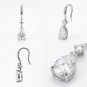 925 Sterling <b>Silver</b> Pear Cut Moissanite Rhodium Plated Trendy Dangle Water <b>Drop</b> <b>Earrings</b> for Women Wedding Gift - Product Image 4
