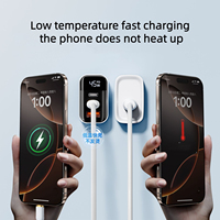 Produit très vendu 2026 Chargeur GaN 65W avec câble Type C rétractable Affichage numérique Port USB A USB C Adaptateur mural