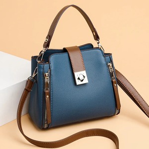 Kadınlar için küçük kova omuz çantaları lüks tasarımcı PU deri Messenger Crossbody çanta bayanlar rahat düz renk çanta çanta - Product Image 1