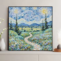 Kit de peinture par numéros personnalisé, paysage tourbillonnant ciel étoilé, peinture à l'huile pour adultes débutants, toile imprimée DIY, décoration intérieure, cadeau