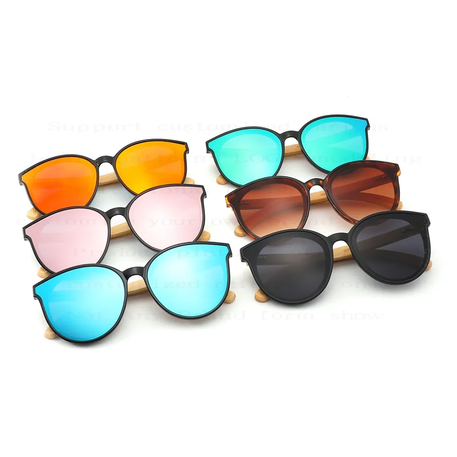 Lentes de sol custom design competitive price unique women shades round frame designs bamboo temple sunglasses