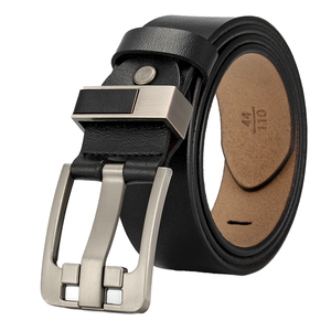 Ceintures en cuir véritable de vache pour hommes, style décontracté, avec boucle en alliage, accessoires de mode pour la taille, vente en gros - Product Image 1