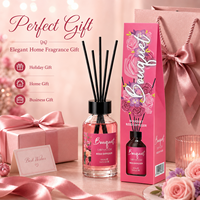 Diffuseur à bâtonnets 100 ml en gros avec senteurs florales et fruitées, bâtonnets en rotin et flacon en verre pour l'ambiance de la maison