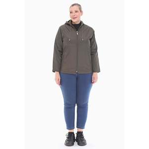 Parka imperméable à capuche doublée polaire kaki pour femme, grandes tailles - Product Image 1