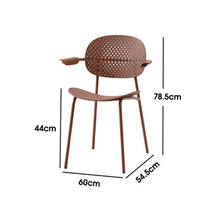 Silla de Comedor de Plástico de Diseño Minimalista con Reposabrazos y Respaldo para Jardín, Cómoda para Uso en Exteriores - Product Image 5