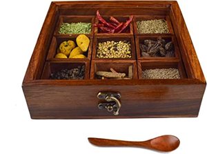 Boîte à épices en bois antique, design unique et luxueux, personnalisable, avec compartiments - Product Image 6