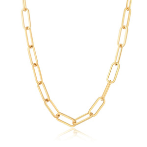 Gold Chunky Chain <b>Necklace</b> 18K Gold Plated Stainless Steel Geometric Paperclip Style For Women Party Fashion Accessory - Product Image 5
