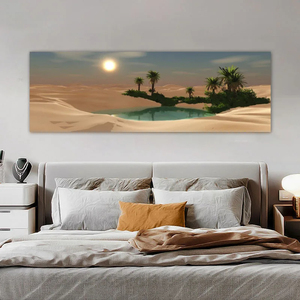 Peinture artistique <span class=keywords><strong>de</strong></span> <span class=keywords><strong>paysage</strong></span> panoramique, oasis, désert sablonneux, <span class=keywords><strong>coucher</strong></span> <span class=keywords><strong>de</strong></span> <span class=keywords><strong>soleil</strong></span>, sable, affiches et impressions, art mural, images pour la décoration <span class=keywords><strong>de</strong></span> la maison - Product Image 5