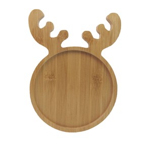 Plateau en bambou en forme de renne 23x17cm pour collations, fruits, fromages, décorations de Noël - Product Image 1