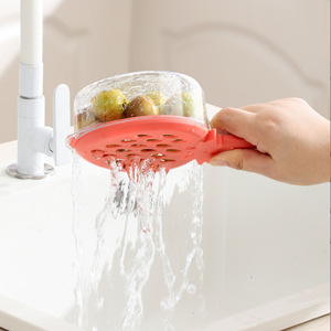 Mini Drain <b>Basket</b> With Lid <b>Plastic</b> Fruit Vegetable Strainer With Handle Kitchen Storage Bowl For Washing And Storing - Product Image 3
