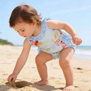 Mono de una Pieza <span class=keywords><strong>con</strong></span> Estampado Floral y Volantes para Bebé Niña, Traje de Verano para Bebés de 0 a 24 Meses, Diseño Personalizado ODM - Product Image 3