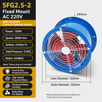 Ventilateur axial industriel 150W, 2100m³/h, haute pression, pour système d'évacuation d'air en usine et atelier
