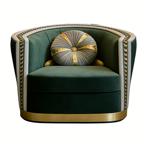 โซฟาโค้งสามที่นั่งสไตล์โมเดิร์นหรูหรา หุ้มกำมะหยี่ บุด้วยฟองน้ำ ขาโลหะ ที่วางแขนโค้ง สำหรับบ้าน อพาร์ตเมนต์ โรงแรม - Product Image 2