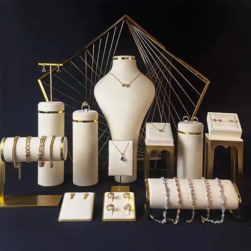 Bandeja exibição de joias multifuncional, bandeja empilhável para colar, pingente, contador de jóias, exibição de metal, pendurado em sta