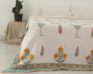 <b>Indian</b> Reversible Jaipuri <b>Quilt</b> Handmade Hand Block Print Rajai Floral Bedding Ethnic <b>Indian</b> Bed Spread Home Decor Throw - Product Image 3