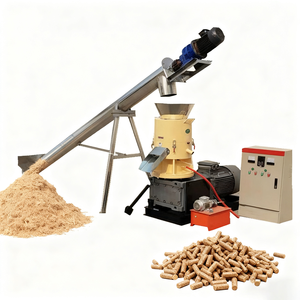 Linea Completa per la Produzione di <span class=keywords><strong>Pellet</strong></span> di Biomassa con Stampi Piatti Resistenti all'Usura per Segatura di Legno e Scarti Agricoli, Motore da 15 kW, Facile da Usare - Product Image 1