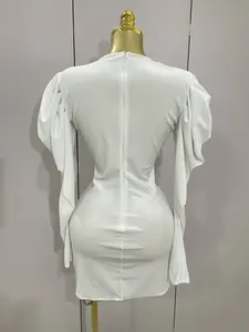 2025 lüks saten A-Line akşam balo elbise kadınlar için ışıltılı kristaller seksi örgü zarif beyaz kadife kısa doğum günü partileri için - Product Image 3