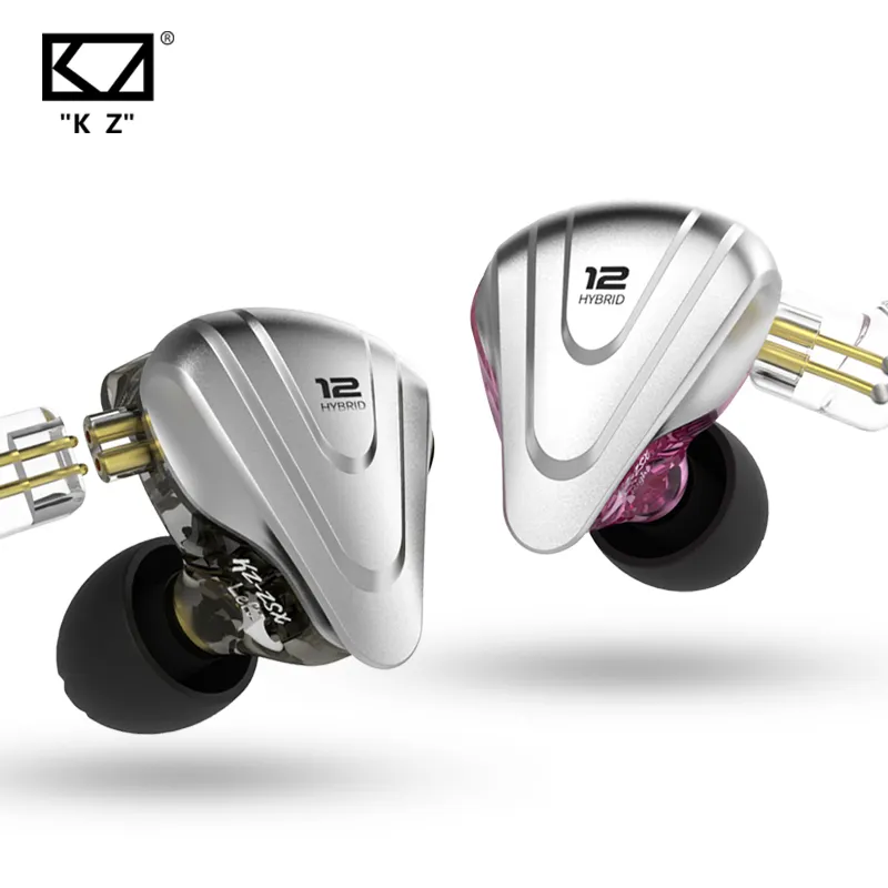 KZ ZSX 5BA + 1DD 12 드라이버 유닛 하이브리드 3.5mm 인 이어 이어폰 HIFI 헤드셋 DJ 모니터 이어폰 마이크 금속