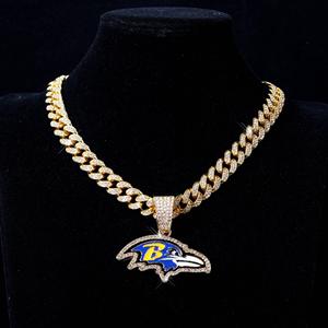 Juego de Joyería con Collares de Cadena Cubana con Logotipo de los Houston Texans, 32 Equipos, con Dijes de Diamantes de Imitación Brillantes, Estilo Hip-Hop - Product Image 2